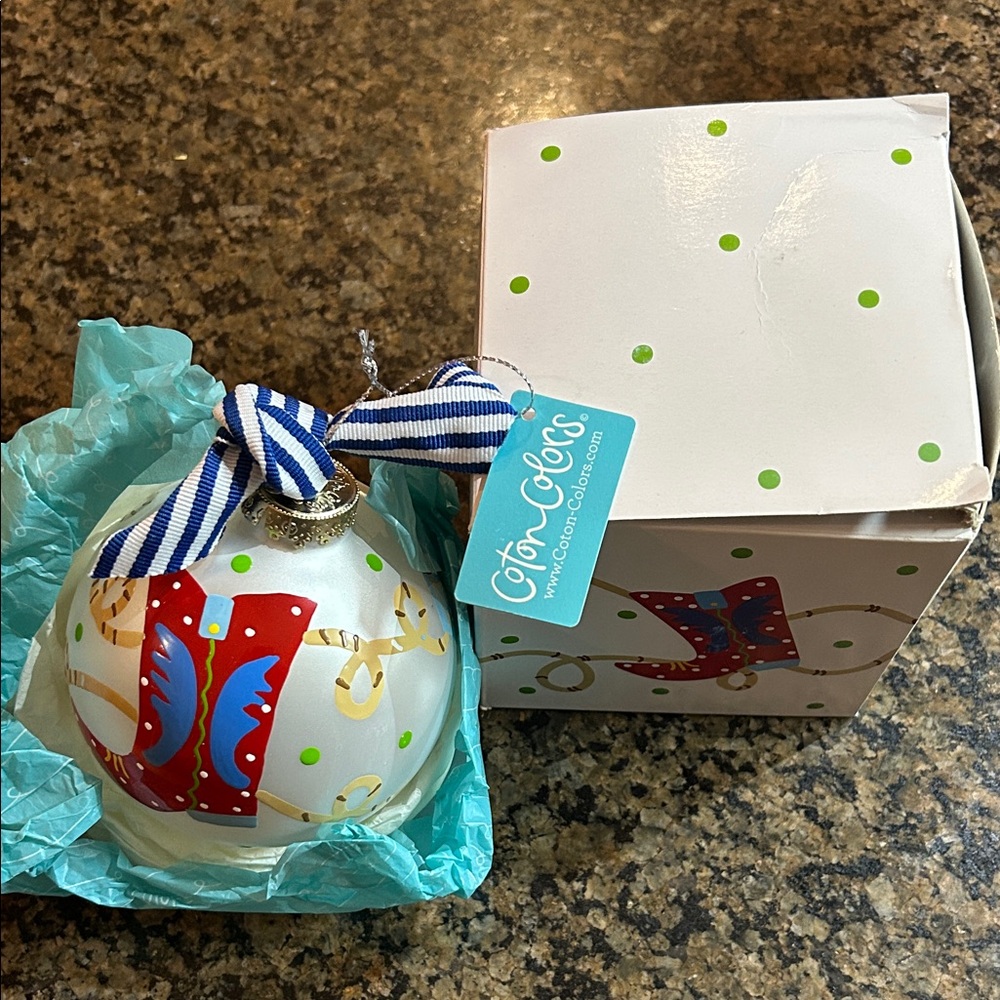 Coton Colors Red and Blue Holiday Ornament